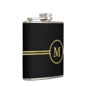 エレガント金ゴールドパーソナライズされたモノグラムオンブラック フラスク (右)