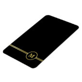 エレガント金ゴールドパーソナライズされたモノグラムオンブラック マグネット (左側)