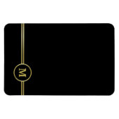 エレガント金ゴールドパーソナライズされたモノグラムオンブラック マグネット (横)