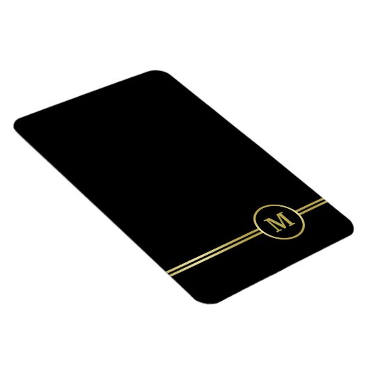 エレガント金ゴールドパーソナライズされたモノグラムオンブラック マグネット (右側)