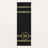 エレガント金ゴールドパーソナライズされたモノグラムオンブラック ヨガマット (正面)