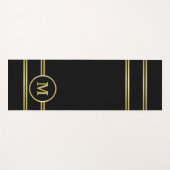 エレガント金ゴールドパーソナライズされたモノグラムオンブラック ヨガマット (正面(横))