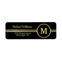 エレガント金ゴールドパーソナライズされたモノグラムオンブラック ラベル