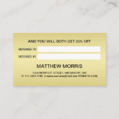 エレガント金ゴールドパーソナライズされたモノグラムオンブラック 紹介カード (裏面)