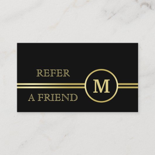 エレガント金ゴールドパーソナライズされたモノグラムオンブラック 紹介カード (正面)