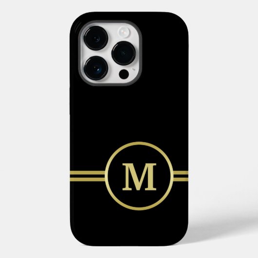 エレガント金ゴールドパーソナライズされたモノグラムオンブラック Case-Mate iPhoneケース (裏面)