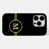 エレガント金ゴールドパーソナライズされたモノグラムオンブラック Case-Mate iPhoneケース (裏面 (横))