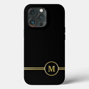 エレガント金ゴールドパーソナライズされたモノグラムオンブラック iPhone 13 PROケース