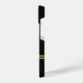 エレガント金ゴールドパーソナライズされたモノグラムオンブラック iPhoneケース (左側面)