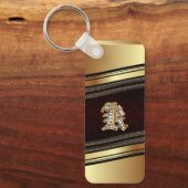 エレガント金ゴールドパーソナライズされたモノグラムギフトキーチェーン キーホルダー (正面)