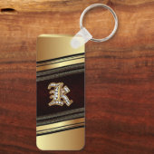 エレガント金ゴールドパーソナライズされたモノグラムギフトキーチェーン キーホルダー (裏面)