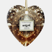 エレガント金ゴールドパーソナライズされた初めてのクリスマス セラミックオーナメント (右)