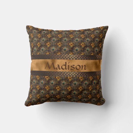 エレガント金ゴールドパーソナライズされた名 クッション (裏面)