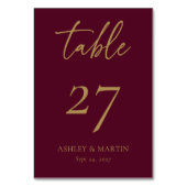 エレガント金ゴールドパーソナライズされた結婚の テーブルナンバー (正面)