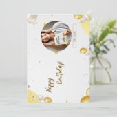 エレガント金ゴールドパーソナライズされた誕生日フォトカード 招待状 (スタンド正面)