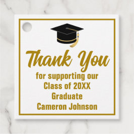 エレガント金ゴールドパーソナライズされた2025卒業パーティー フェイバータグ
