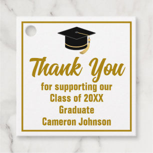 エレガント金ゴールドパーソナライズされた2025卒業パーティー フェイバータグ