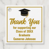 エレガント金ゴールドパーソナライズされた2025卒業パーティー フェイバータグ (正面)