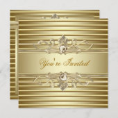 エレガント金ゴールドパーティの招待状 招待状 (正面/裏面)