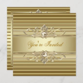 エレガント金ゴールドパーティの招待状 招待状 (正面/裏面)