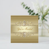 エレガント金ゴールドパーティの招待状 招待状 (スタンド正面)