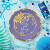 エレガント金ゴールドパープ結婚リンパーソナライズされたグ ペーパープレート (パーティー)