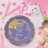 エレガント金ゴールドパープ結婚リンパーソナライズされたグ ペーパープレート (パーティー)