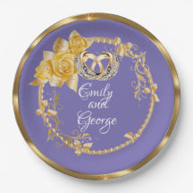 エレガント金ゴールドパープ結婚リンパーソナライズされたグ