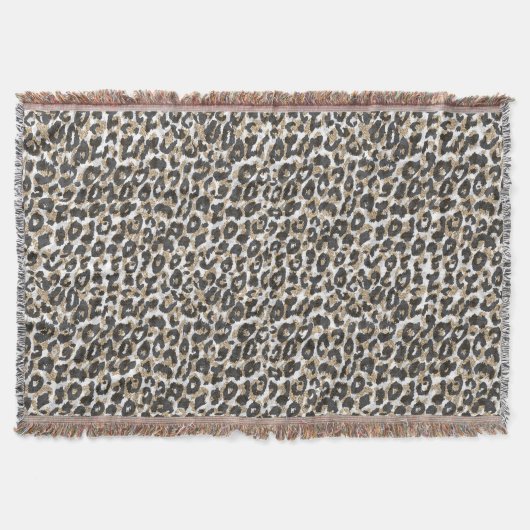 エレガント金ゴールドヒョウアニマルプリント型 スローブランケット (正面)
