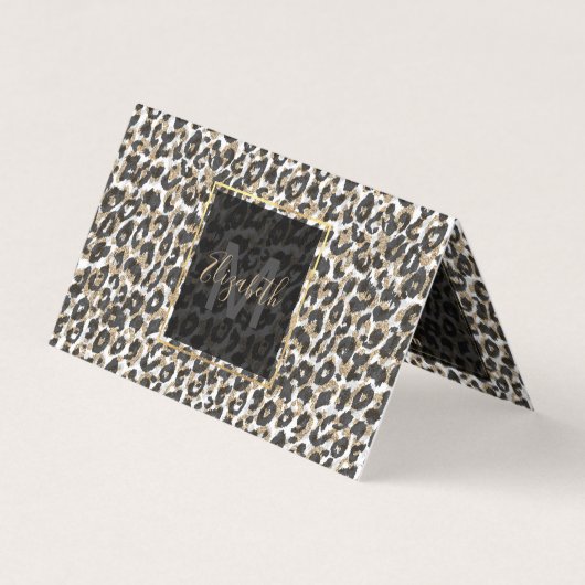 エレガント金ゴールドヒョウアニマルプリント型 名刺 (正面)