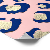 エレガント金ゴールドヒョウ印刷ブルーミントグラデーションピンク ポスター (角)