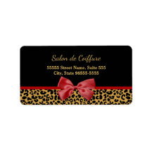 エレガント金ゴールドヒョウ柄の赤弓毛サロン