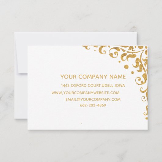 エレガント金ゴールドビジネスサンキューカード サンキューカード (裏面)