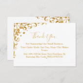 エレガント金ゴールドビジネスサンキューカード サンキューカード (正面/裏面)