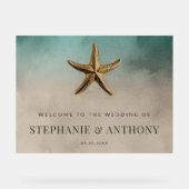 エレガント金ゴールドビーチをテーマにした結婚もの アクリルサイン (正面)