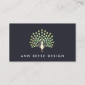 エレガント金ゴールドピアクックスタイリッシュデザイナー海軍 名刺 (正面)