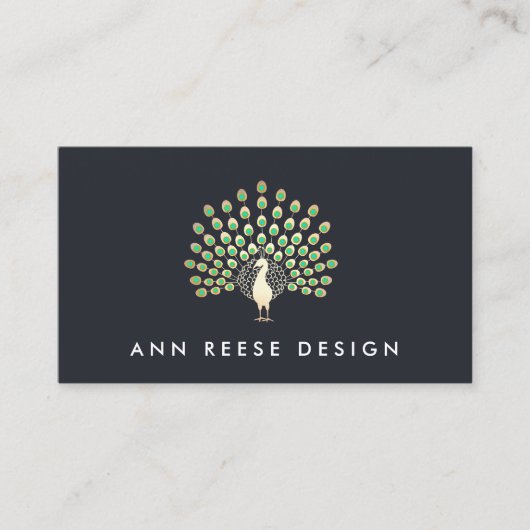 エレガント金ゴールドピアクックスタイリッシュデザイナー海軍 名刺 (正面)