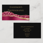 エレガント金ゴールドピンクグリッター 名刺 (正面/裏面)