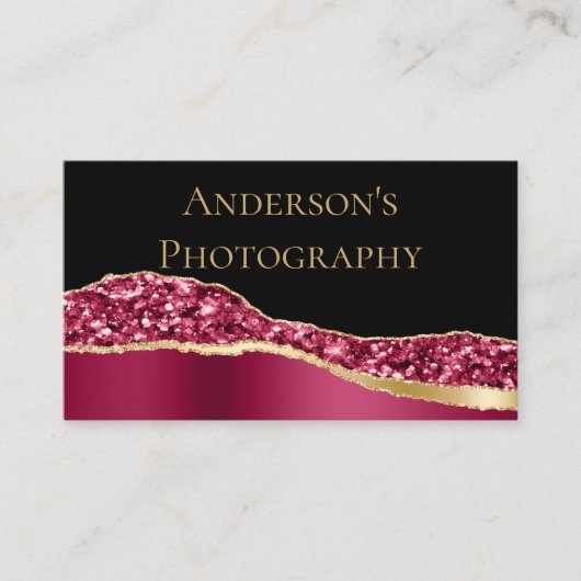 エレガント金ゴールドピンクグリッター 名刺 (正面)