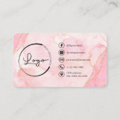 エレガント金ゴールドピンクグリッターQRコードモダン写真 名刺 (裏面)