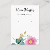 エレガント金ゴールドピンクフローラジュエリーイヤリングディスプレイ 名刺 (正面)