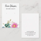 エレガント金ゴールドピンクフローラジュエリーイヤリングディスプレイ 名刺 (正面/裏面)