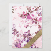 エレガント金ゴールドピンクフローラストライプのブライダルシャワー 招待状 (裏面)