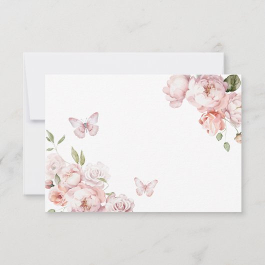 エレガント金ゴールドピンクフローラミカンス サンキューカード (裏面)