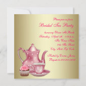 エレガント金ゴールドピンクブライダルティーパーティー 招待状 (裏面)