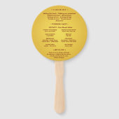 エレガント金ゴールドピンクペイズリーインディアン結婚式 プログラムH ハンドファン (裏面)