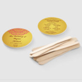 エレガント金ゴールドピンクペイズリーインディアン結婚式 プログラムH ハンドファン (組立なし)