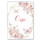 エレガント金ゴールドピンク幾何学的フローラミンス テーブルナンバー (正面)