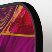 エレガント金ゴールドピンク紫グリッターガーリー ピックルボールラケット (左詳細)