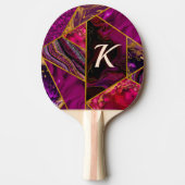 エレガント金ゴールドピンク紫グリッターガーリー 卓球ラケット (正面)